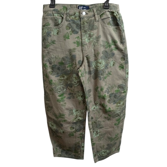 Gap High Rise Print Barrel Jeans in Green Floral Size 30S. NWT - Picture 6 of 13